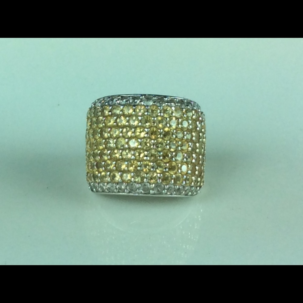 Yellow topaz sterling sterling pave' ring